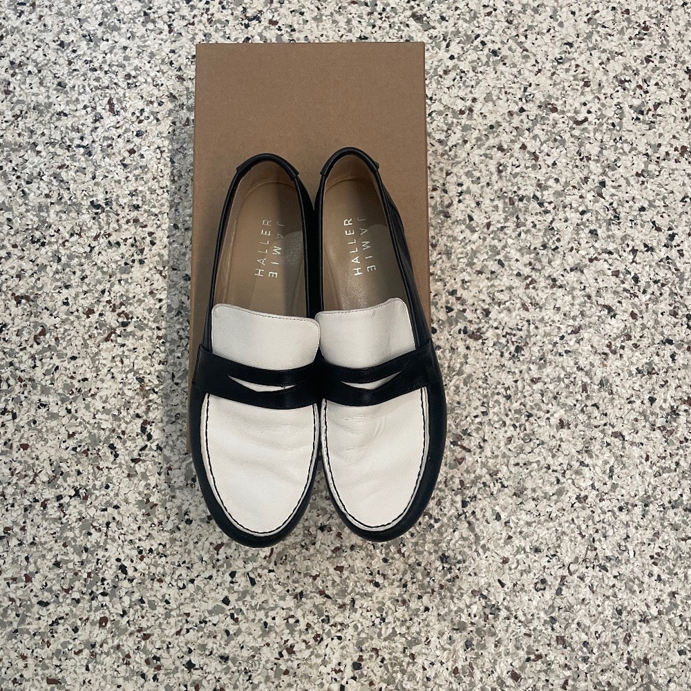 Jaime Haller Penny Loafer in Black & Bone